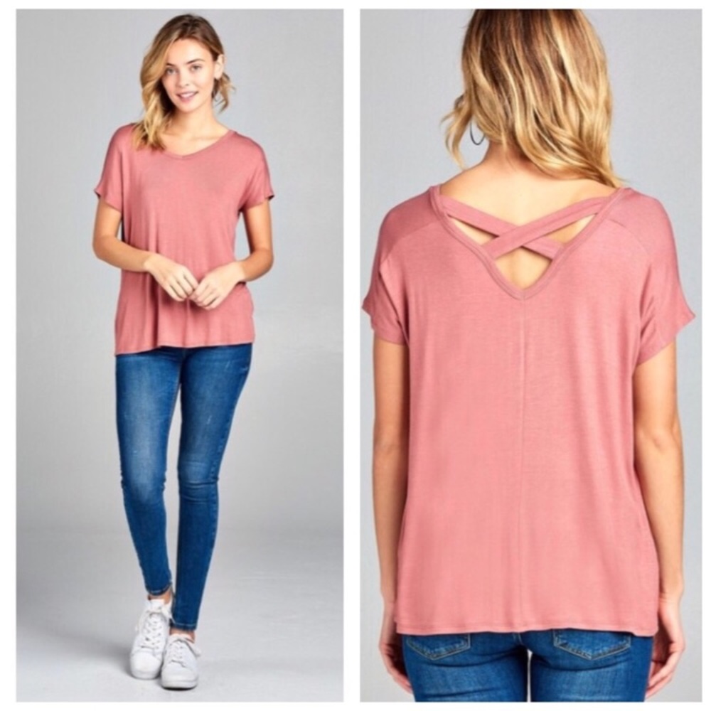 NEW Criss Cross back tunic top - dusty rose